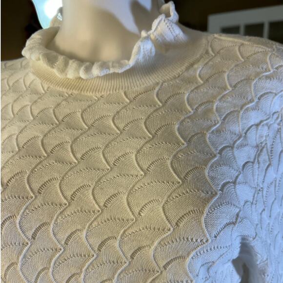 Sundance Frances Ruffle Ivory Lightweight Turtleneck Sweater Size XL NWT - Picture 6 of 7